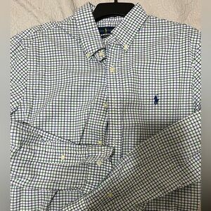 Ralph Lauren Blue, White & Green Casual Button Down Shirt size large